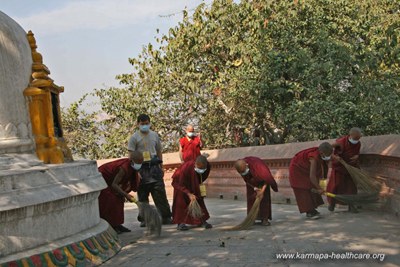 The students organize garbage collection clean-ups in their neighborhood stupas and Buddha-statues at Swayambhu