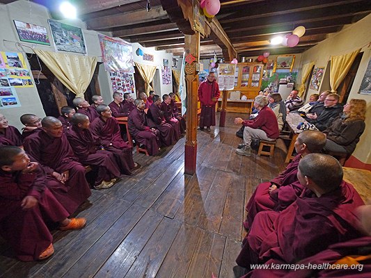 Rinpoche introduces the nuns and the team