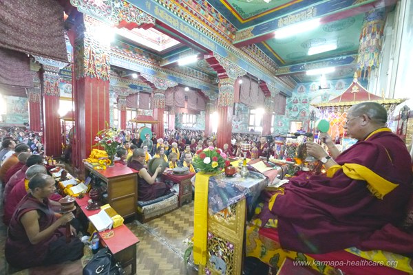 khcp ktm Sherab Gyaltsen Rinpoche leading the Mani pujas