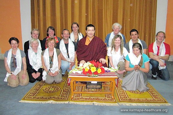 His Holiness the 17th. Karmapa with members of the KHCP team