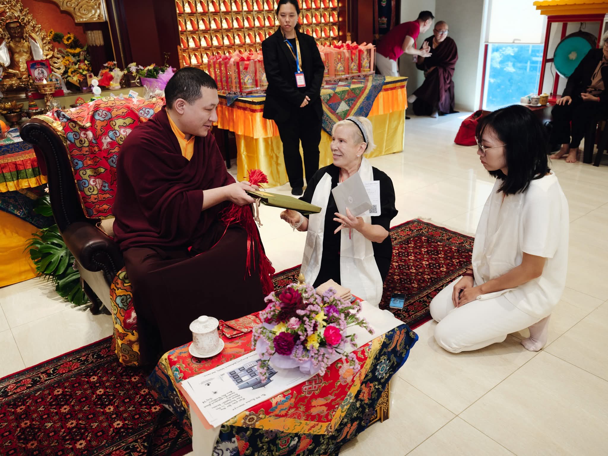 KHCP work meeting with Ani Tsultrim (Nunnery Rumtek), Rabjam (Secretary of Karmapa), Fabienne and PiaPeter