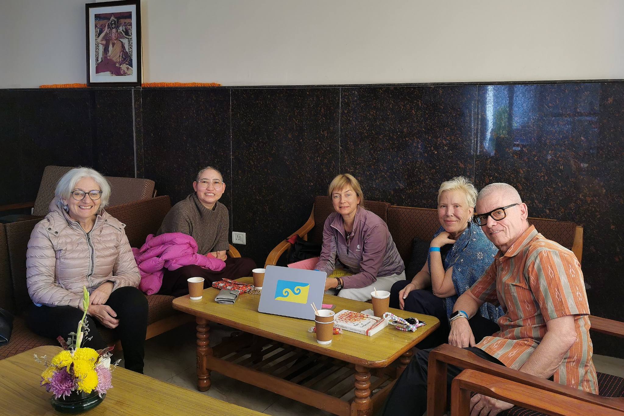 KHCP work meeting with Ani Tsultrim (Nunnery Rumtek), Rabjam (Secretary of Karmapa), Fabienne and PiaPeter